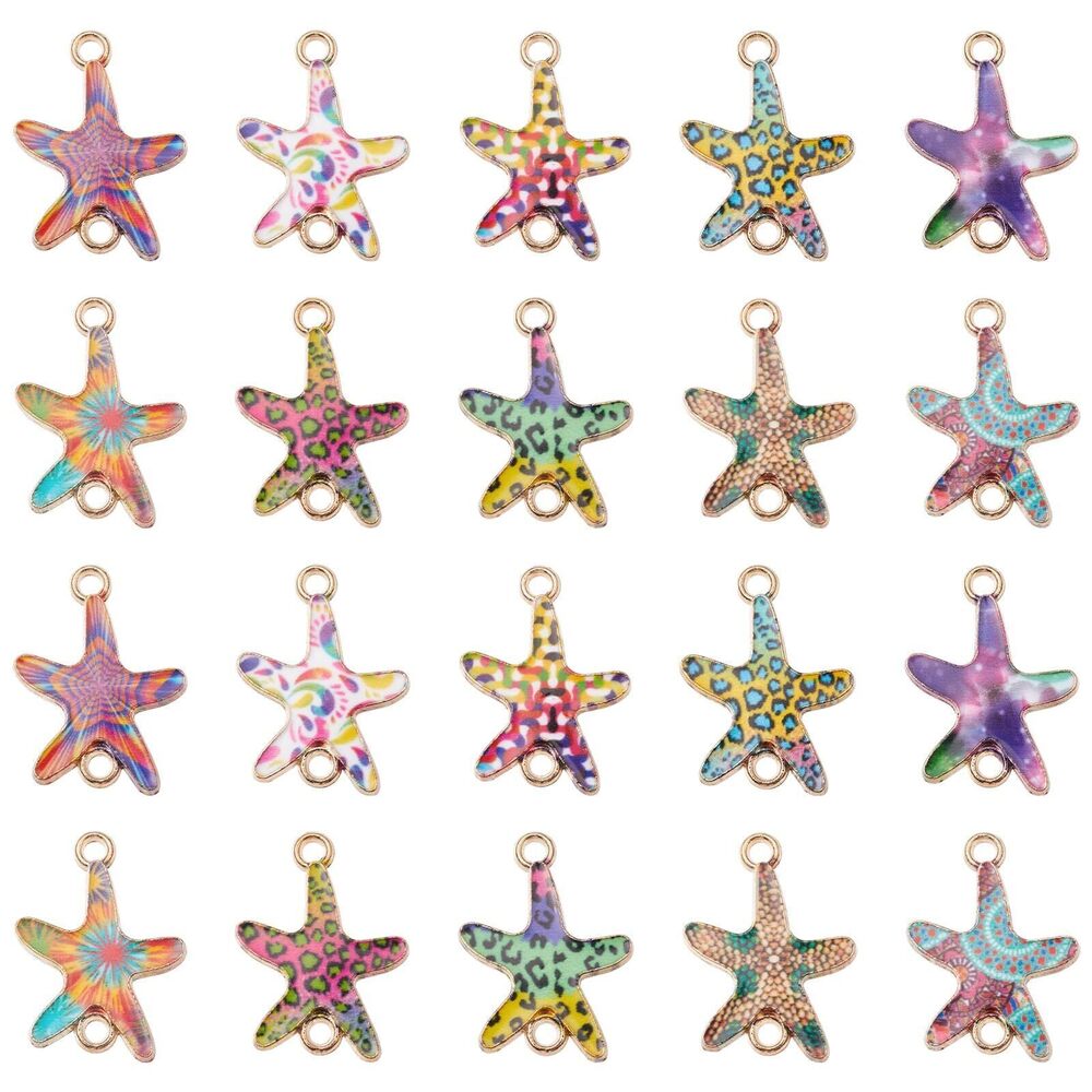 3200 60Pcs Colorful Enamel Starfish Link Connectors Sea Animal Star Fish